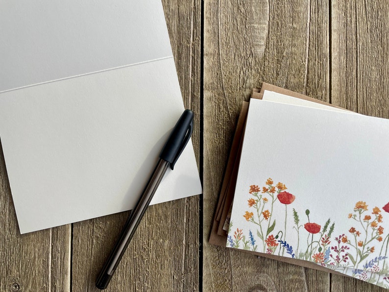 Watercolor Wildflower Notecards | Floral Stationery | Set of 4 | Hand ...