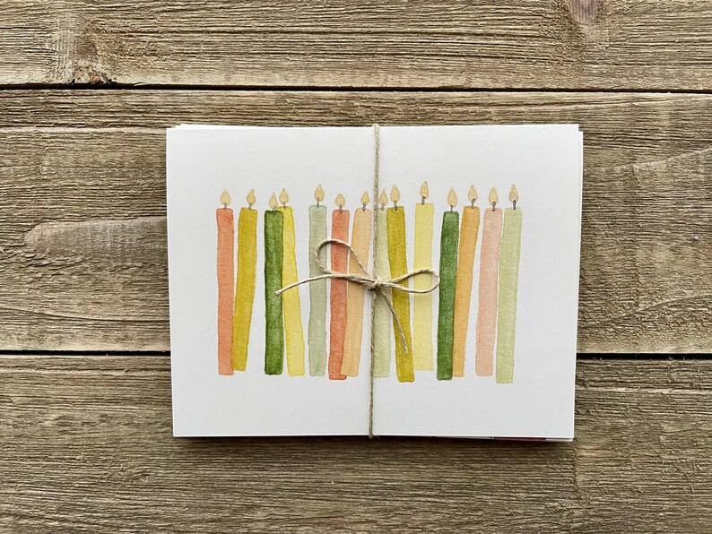 Watercolor Birthday Cards Happy Birthday Hand Painted Set Etsy