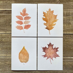 Watercolor Fall Leaves Notecards | Set of 4 | Hand Painted Prints | Blank Notecards with Envelopes | Greeting Cards | Fall Stationery