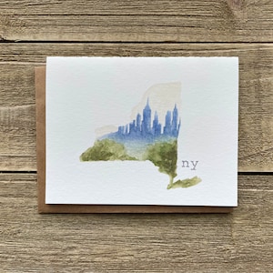 Aquarell New York Notizkarten | 4er Set | NY Aquarell Drucke | Handbemalte Blankokarten mit Umschlägen | Grußkarten | Zustandskarten
