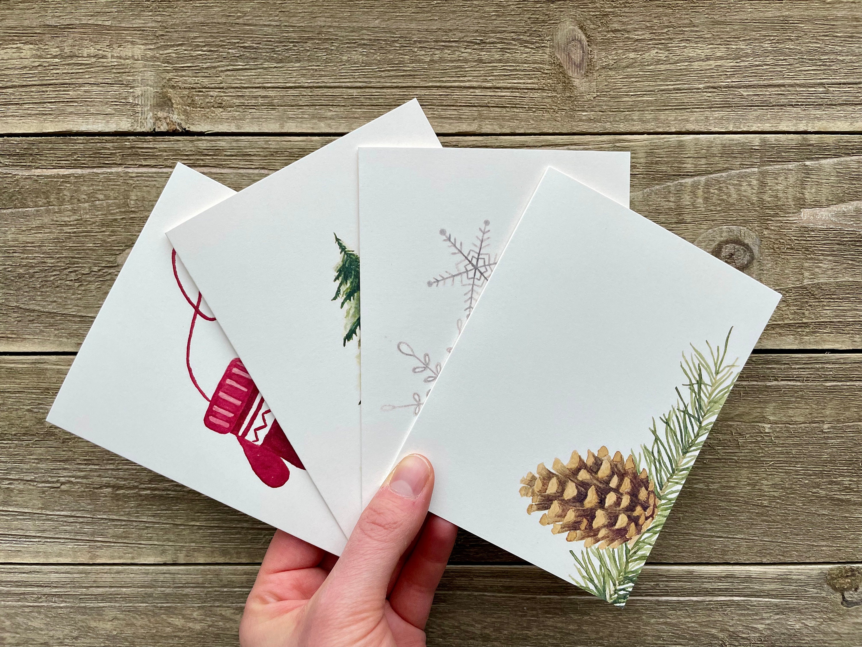 Personalized Holiday / Christmas Flat Notes Notecards Stationery with  Envelopes - Design your own - Choose ONE DESIGN