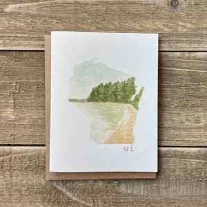 Acuarela Wisconsin Notecards / Juego de 4 / Impresiones de acuarela WI / Tarjetas en blanco pintadas a mano con sobres / Tarjetas de felicitación / Tarjetas estatales