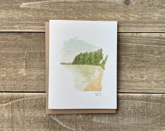 Watercolor Wisconsin Notecards | Set of 4 | WI Watercolor Prints | Hand Painted Blank Cards with Envelopes | Greeting Cards | State Cards