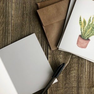 Cartes de notes de plantes d’aquarelle | Ensemble peint à la main de 4 | Impressions à l’aquarelle | Cartes de vœux vierges avec enveloppes | Papeterie plante image 8