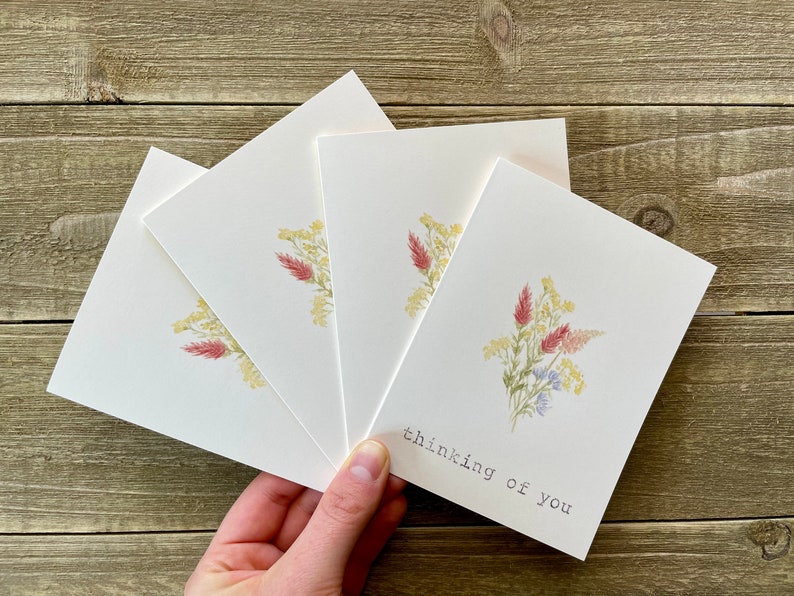 Watercolor Thinking of You Cards Sympathy Stationery Set of 4 Watercolor Prints Hand Painted Blank Cards with Envelopes image 2