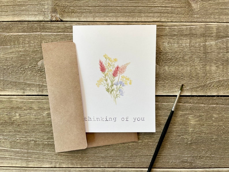 Watercolor Thinking of You Cards Sympathy Stationery Set of 4 Watercolor Prints Hand Painted Blank Cards with Envelopes image 3