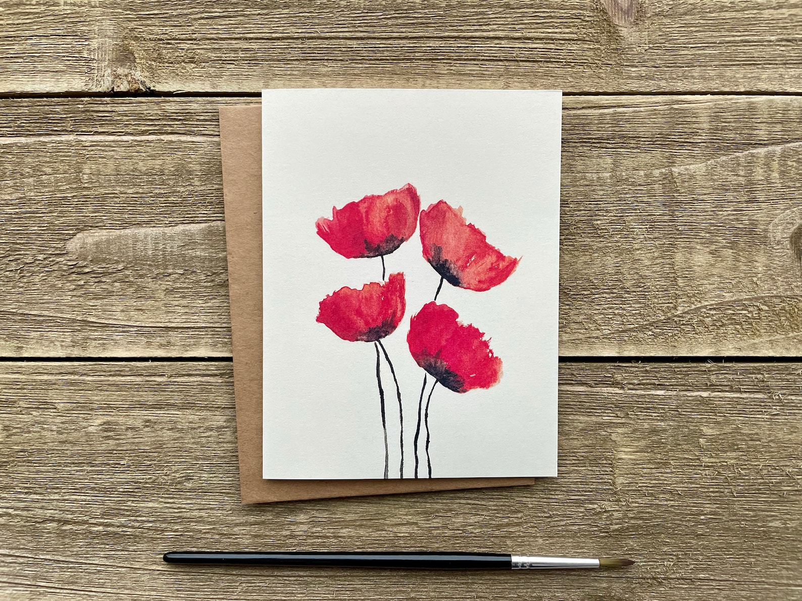 Watercolor Flower Cards Floral Stationery Set of 4 Etsy