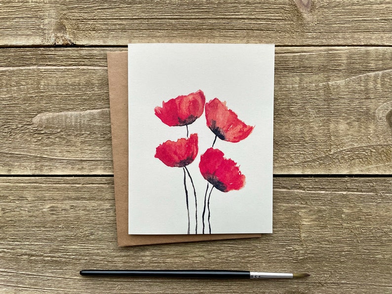 Watercolor Flower Cards Floral Stationery Set of 4 Etsy