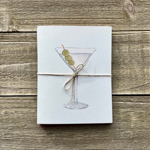 Watercolor Cocktail Notecards Hand Painted Set of 4 Watercolor Prints Blank Notecards with Envelopes Happy Hour Greeting Cards image 9