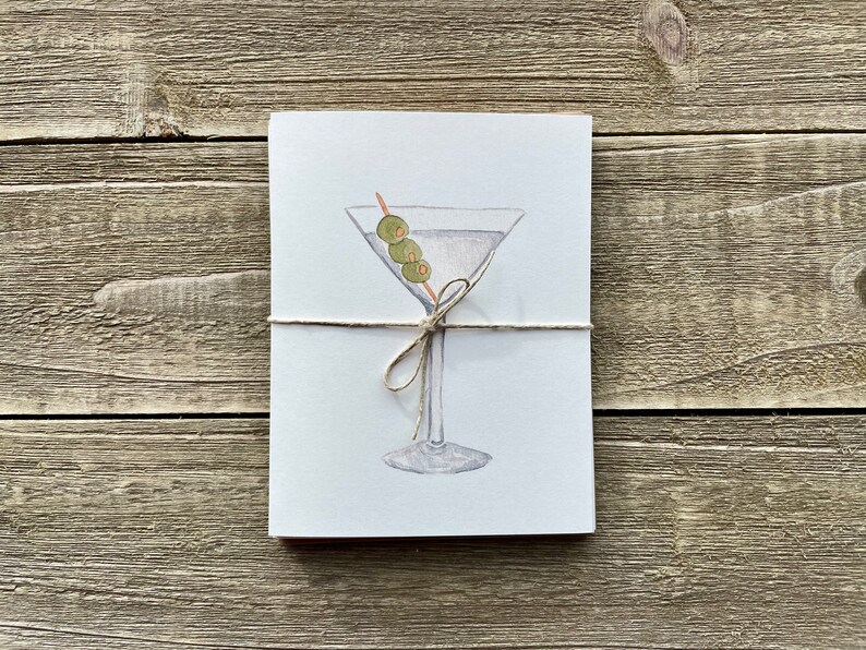 Watercolor Cocktail Notecards Hand Painted Set of 4 Watercolor Prints Blank Notecards with Envelopes Happy Hour Greeting Cards image 9