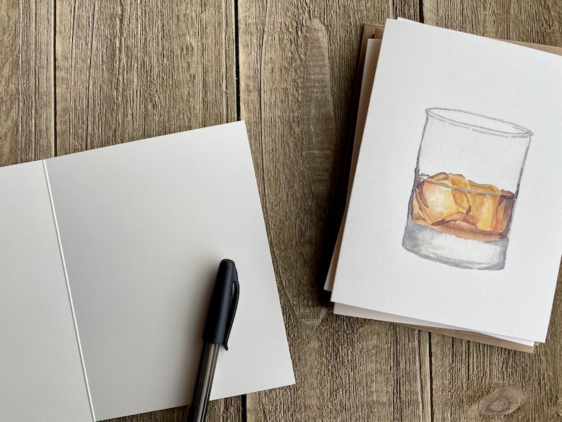 Watercolor Cocktail Notecards Hand Painted Set of 4 Watercolor Prints Blank Notecards with Envelopes Happy Hour Greeting Cards image 7