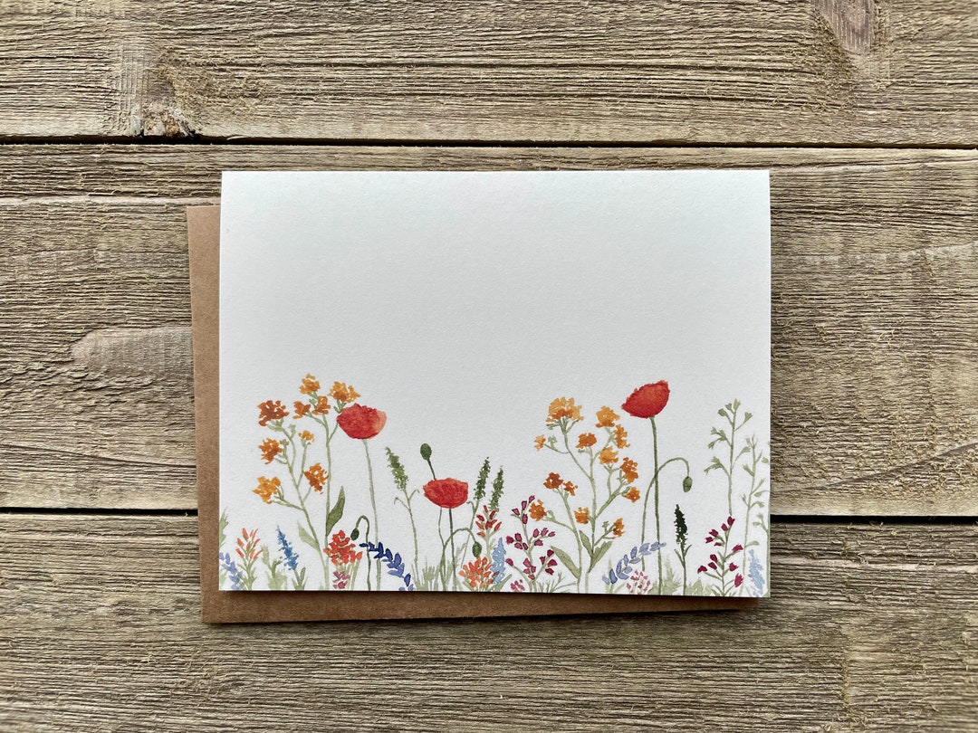 Watercolor Wildflower Notecards | Floral Stationery | Set of 4 | Hand ...
