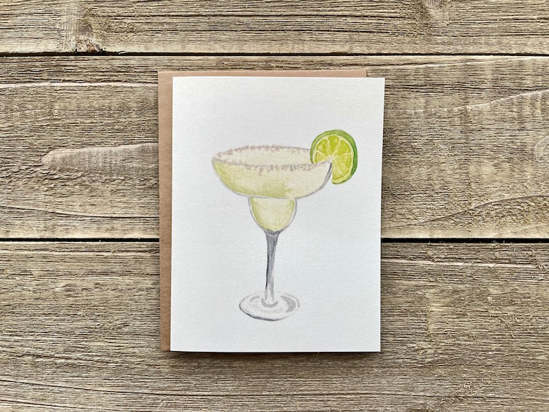 Watercolor Cocktail Notecards Hand Painted Set of 4 Watercolor Prints Blank Notecards with Envelopes Happy Hour Greeting Cards image 5