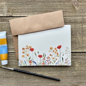 Watercolor Wildflower Notecards | Floral Stationery | Set of 4 | Hand ...