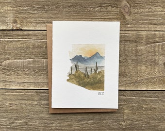 Watercolor Arizona Notecards | Set of 4 | AZ Watercolor Prints | Hand Painted Blank Cards with Envelopes | Greeting Cards | State Cards