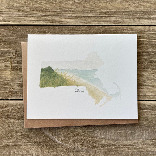 Watercolor Massachusetts Notecards | Set of 4 | MA Watercolor Prints | Hand Painted Blank Cards with Envelopes | Greeting Cards | Cape Cod