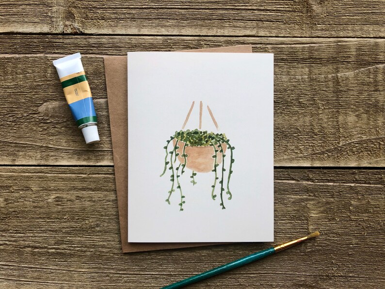 Cartes de notes de plantes d’aquarelle | Ensemble peint à la main de 4 | Impressions à l’aquarelle | Cartes de vœux vierges avec enveloppes | Papeterie plante image 5