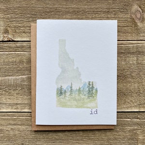 Tarjetas de notas de acuarela Idaho / Conjunto de 4 / Impresiones de acuarela de identificación / Tarjetas en blanco pintadas a mano con sobres / Tarjetas de felicitación / Tarjetas estatales