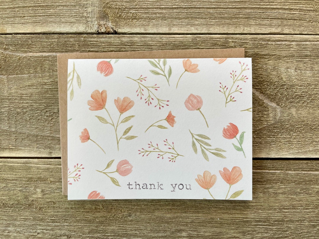 Floral Watercolor Thank You Cards: Hand-painted Stationery Set - Etsy