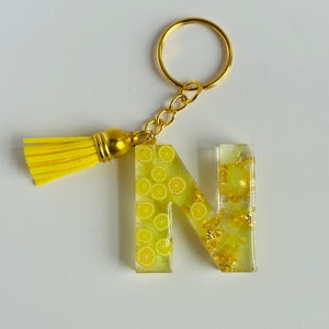 fruit Keychain, initial keychain, resin letter keychain, initial keychain, personalized keychain, avocado, lime, Kiwi, watermelon keychain
