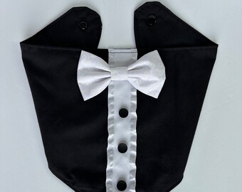 Dog tuxedo, bandana, dog wedding tuxedo, Black dog tuxedo, dog ring bearer, dog of honor, dog formal wear,