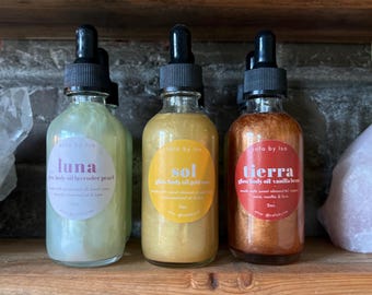 Glow Body Oils: Aceite corporal suavizante perfumado para la piel: rosa, vainilla y lavanda