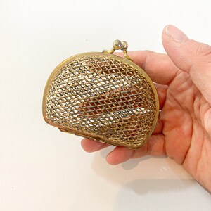 Gold Metal Vintage Wallet, Coin Purse, Vintage 1960s, Briefcase Style Purse, Open Gold Plated Wire