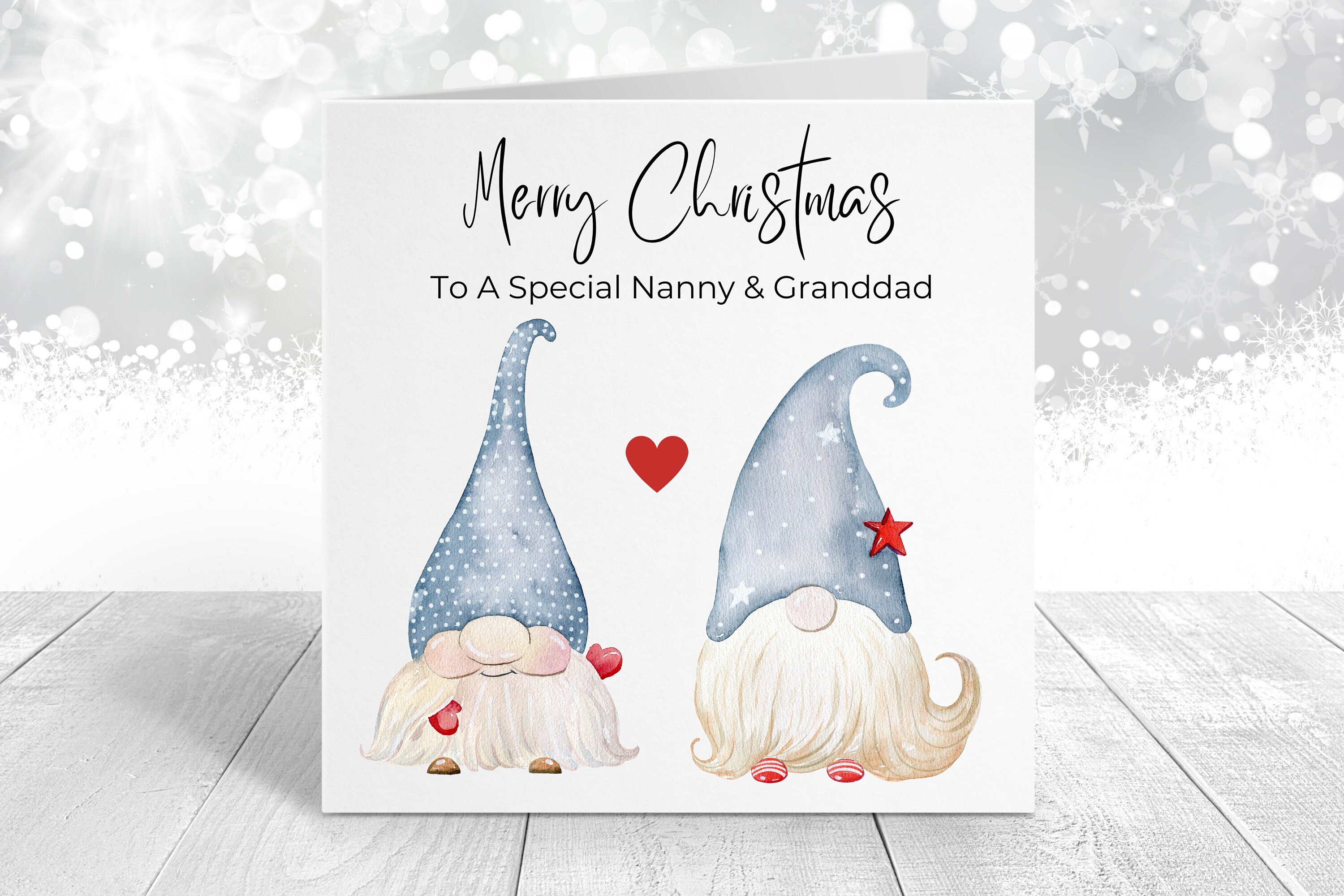 Merry Christmas To A Special Nanny and Granddad/Mum and Dad/Auntie and Uncle/Special Couple - Gnome Christmas Card - Cute Gnome Card