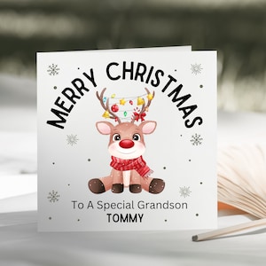 Joyeux Noël Carte de renne à un fils/fille/petit-fils/petite-fille/neveu/nièce/soeur/frère/filleul/filleul/ami spécial