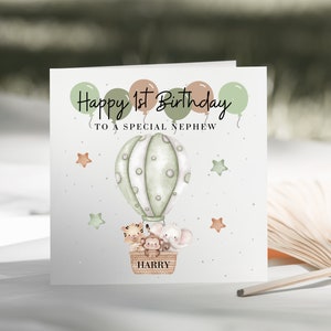 Cartão de aniversário personalizado de um animal de idade - primeiro cartão de aniversário para filho/filha/neto/neta/sobrinho/sobrinha/afilhado/afilhada