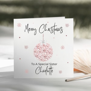 Christmas Special Daughter/Granddaughter/Mum/Sister/Nan/Nanny/Niece/Goddaughter/Friend Bauble Card Personalised Christmas Card For Her image 5