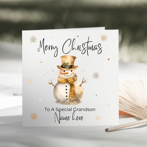 Weihnachten Schneemann Special Sohn/Tochter/Enkel/Enkelin/Dad/Mum/Opa/Nan/Friend Card - Personalisierte Weihnachtskarte für Ihn/Sie