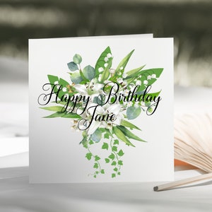 Gepersonaliseerde Happy Birthday Card - Verjaardagskaart voor haar / moeder / nan / zus / vriend etc - Aangepaste tekst verjaardag bloemenkaart