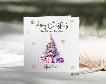 Pink and Purple Christmas Tree Special Daughter/Granddaughter/Mum/Sister/Niece/Goddaughter/Friend Card - Personalised Christmas Card For Her