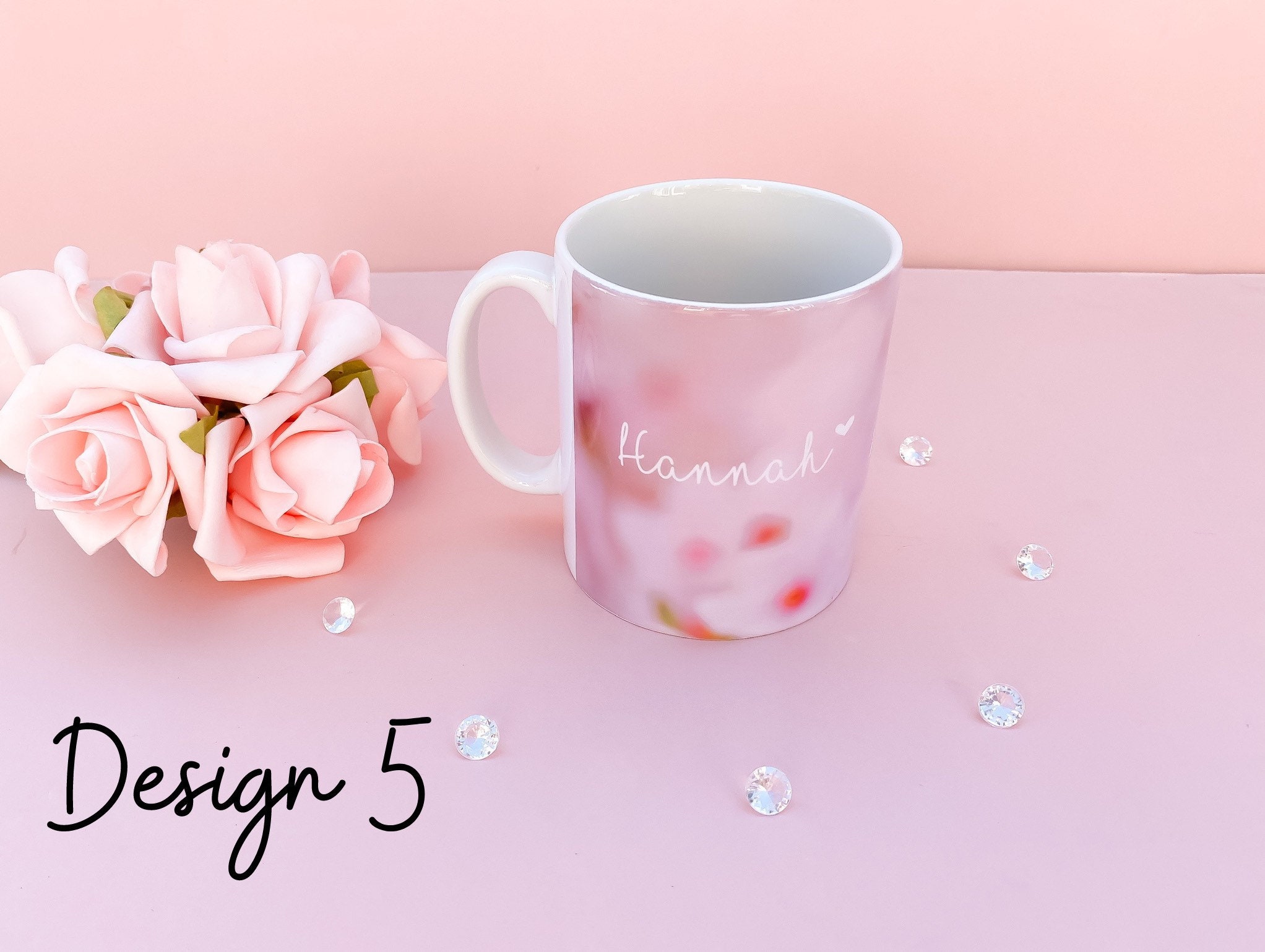 Personalised Flower Mugs Flower Name Mugs Personalised Etsy