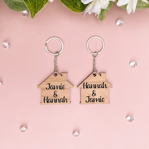 Personalised Wooden House Keyring / Wooden Engraving / Keyring / New Home Keyring / New Home Gifts