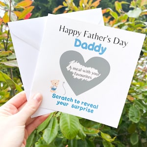 Carte de révélation surprise - Carte de révélation à gratter - Carte de fête des pères heureuse - Carte de fête des pères