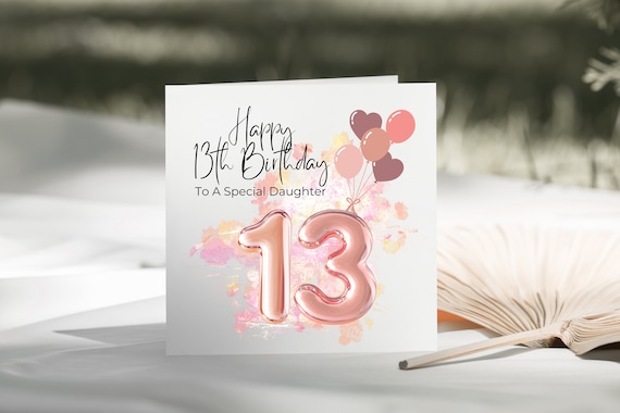 Happy 13th Birthday pop-up kaart voor meisjes, 13 jaar oud verjaardagscadeau idee voor dochter nichtje vriendin, grappige 13e verjaardag 3D wenskaart voor haar