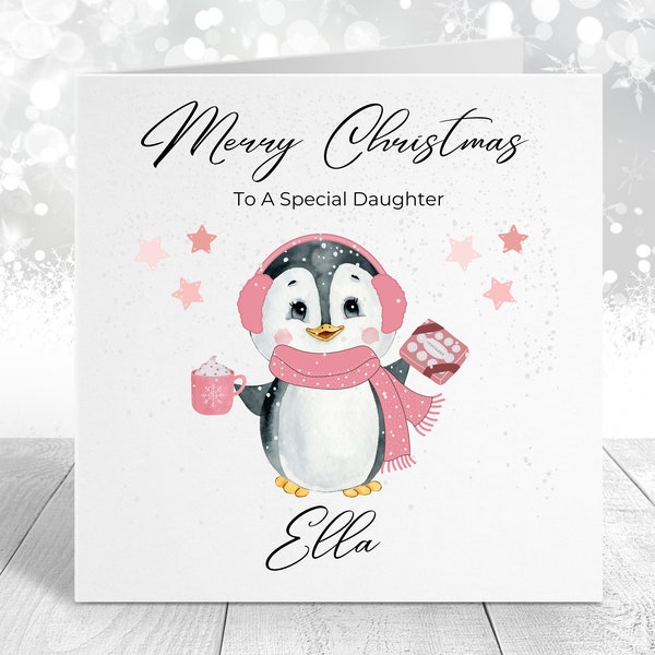 Christmas Special Daughter/Granddaughter/Niece/Goddaughter/Friend Penguin Card -  Cute Christmas Penguin Card