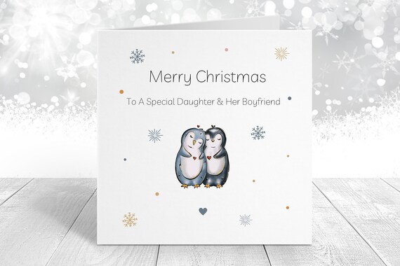 December Birthday Christmas Card Three Penquins