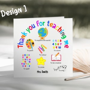 Tarjeta de agradecimiento personalizada para profesores - Tarjeta de agradecimiento para profesores / asistente de enseñanza - Tarjeta de agradecimiento de color brillante