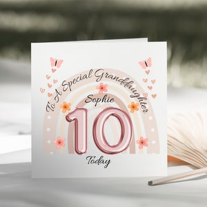 10. Geburtstagskarte für Tochter/Enkelin/Nichte/Patentochter/Freundin - Happy 10th Birthday Card