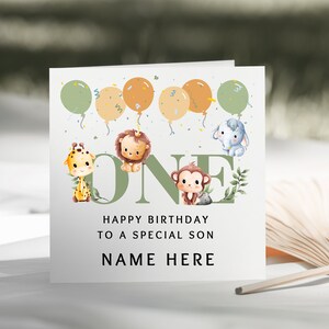 Cartão de aniversário personalizado de um animal de idade - primeiro cartão de aniversário para filho/filha/neto/neta/sobrinho/sobrinha/afilhado/afilhada
