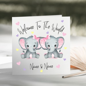 Gepersonaliseerde identieke tweelingkaart - babykaarten - newbornkaarten - Welcome To The World-kaarten