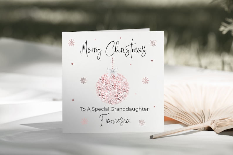 Christmas Special Daughter/Granddaughter/Mum/Sister/Nan/Nanny/Niece/Goddaughter/Friend Bauble Card Personalised Christmas Card For Her image 3