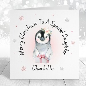 Kerst speciale dochter/kleindochter/nicht/peetdochter/vriend pinguïnkaart - schattige kerstpinguïnkaart