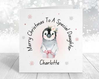 Christmas Special Daughter/Granddaughter/Niece/Goddaughter/Friend Penguin Card -  Cute Christmas Penguin Card