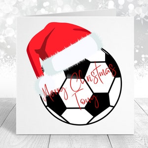 Gepersonaliseerde voetbal kerstkaart - Merry Christmas voetbalkaart - gepersonaliseerde kerstkaart - voetbalfan kerstkaart