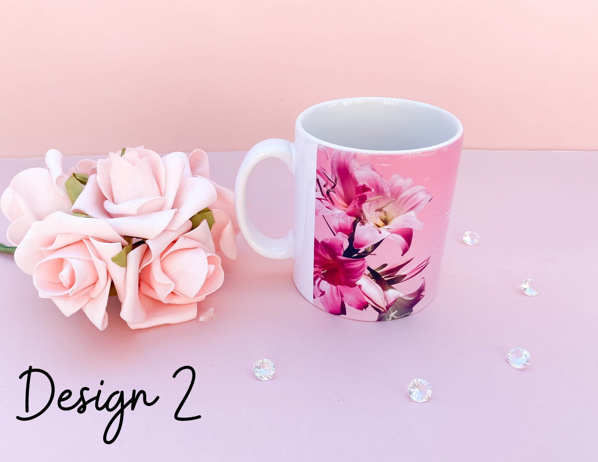 Personalised Flower Mugs Flower Name Mugs Personalised Etsy