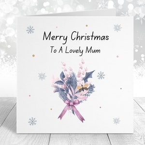 Kerst pastel boeket bloemenkaart voor een mooie dochter / kleindochter / moeder / zus / nan / nicht / vriend - gepersonaliseerde kerstkaart voor haar
